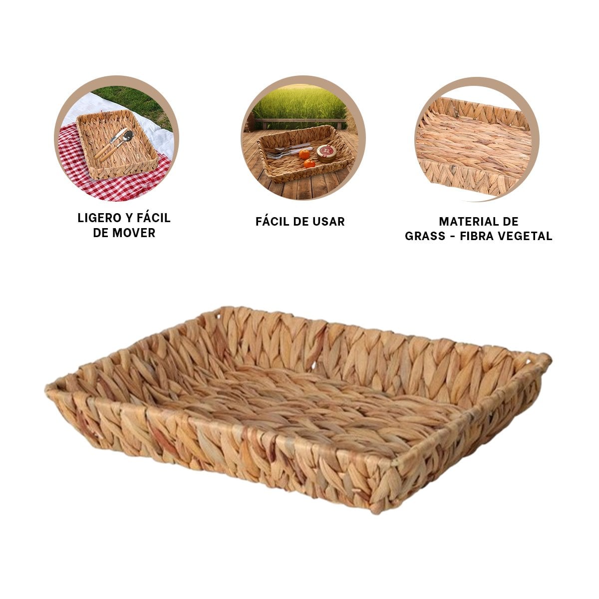 CONTENEDOR TEJIDA RECTANGULAR GRASS 28X19X4CM MOSTAZA PARA GUARDAR PRODUCTOS DE SALA - 3