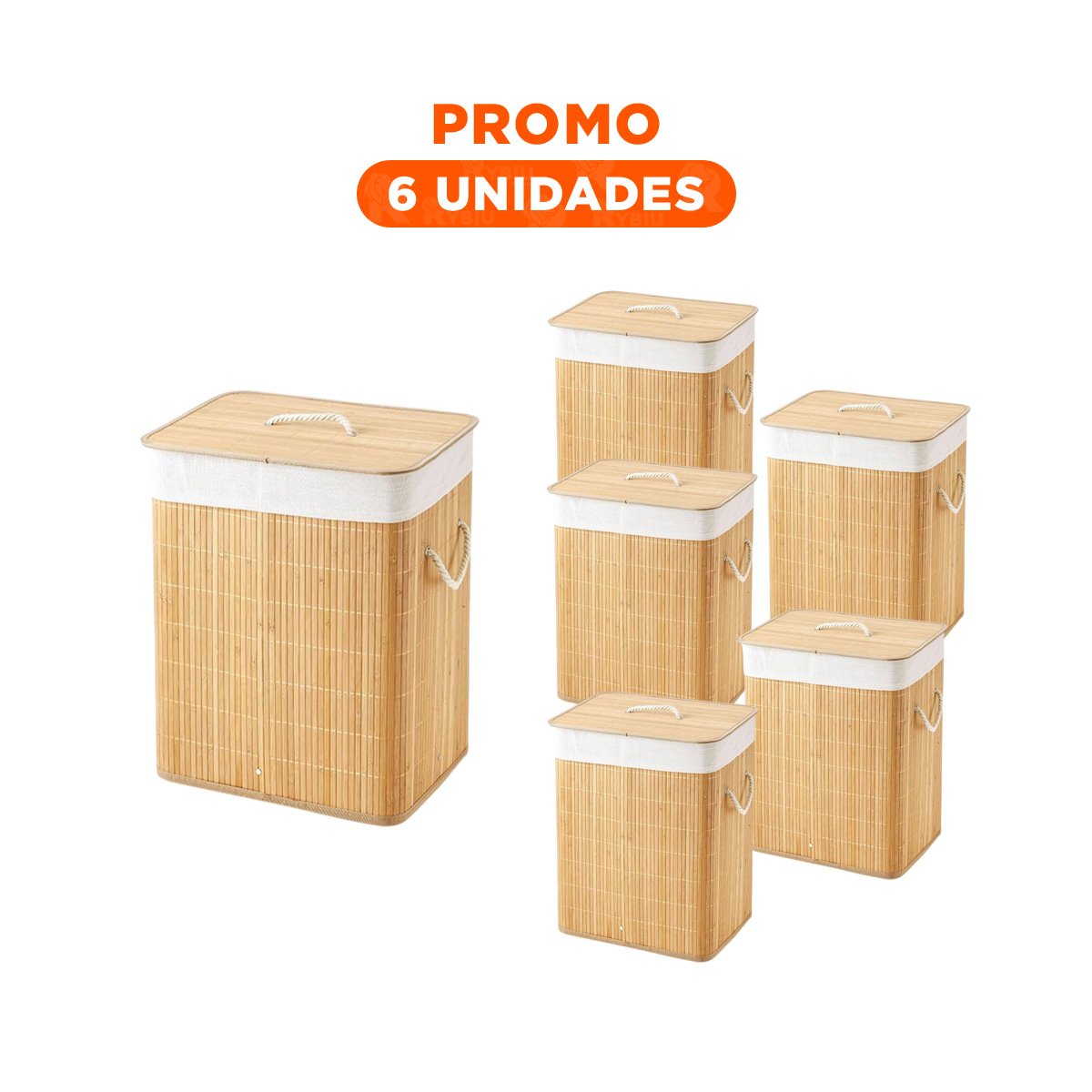 PACK6 ARTICULO PLEGABLE DE BAMBU CON TAPA PARA ORGANIZACION DEL DIA A DIA - 1