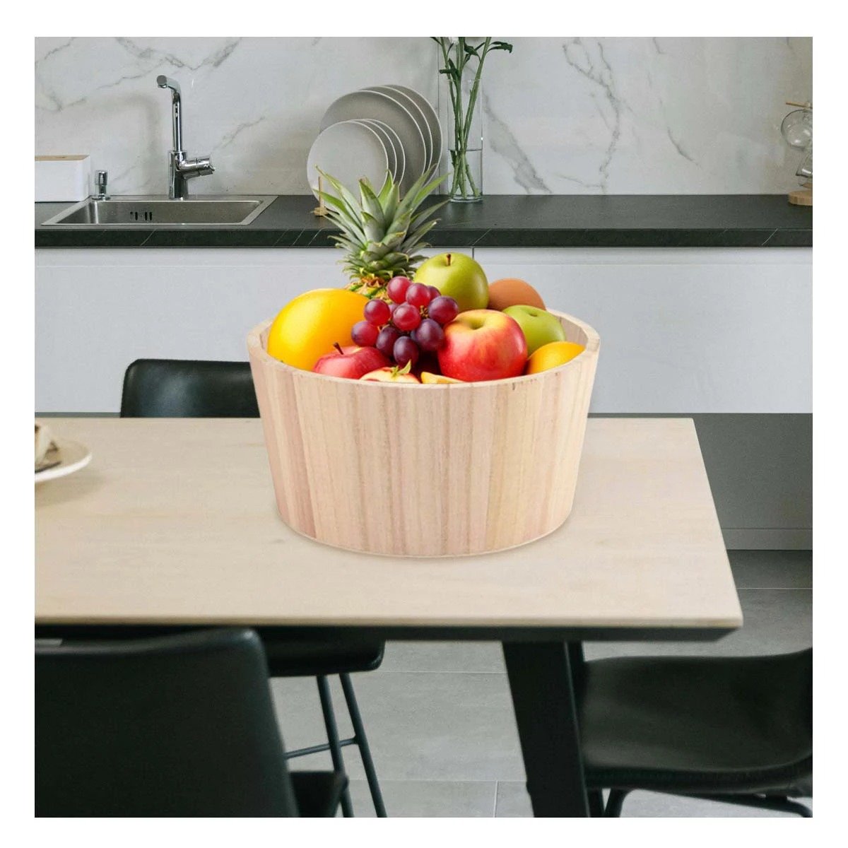 PACK12 SOPORTE DE MADERA CIRCULAR 20X10CM DE LINEAS DE ARTESANO PARA EL COMEDOR - 3