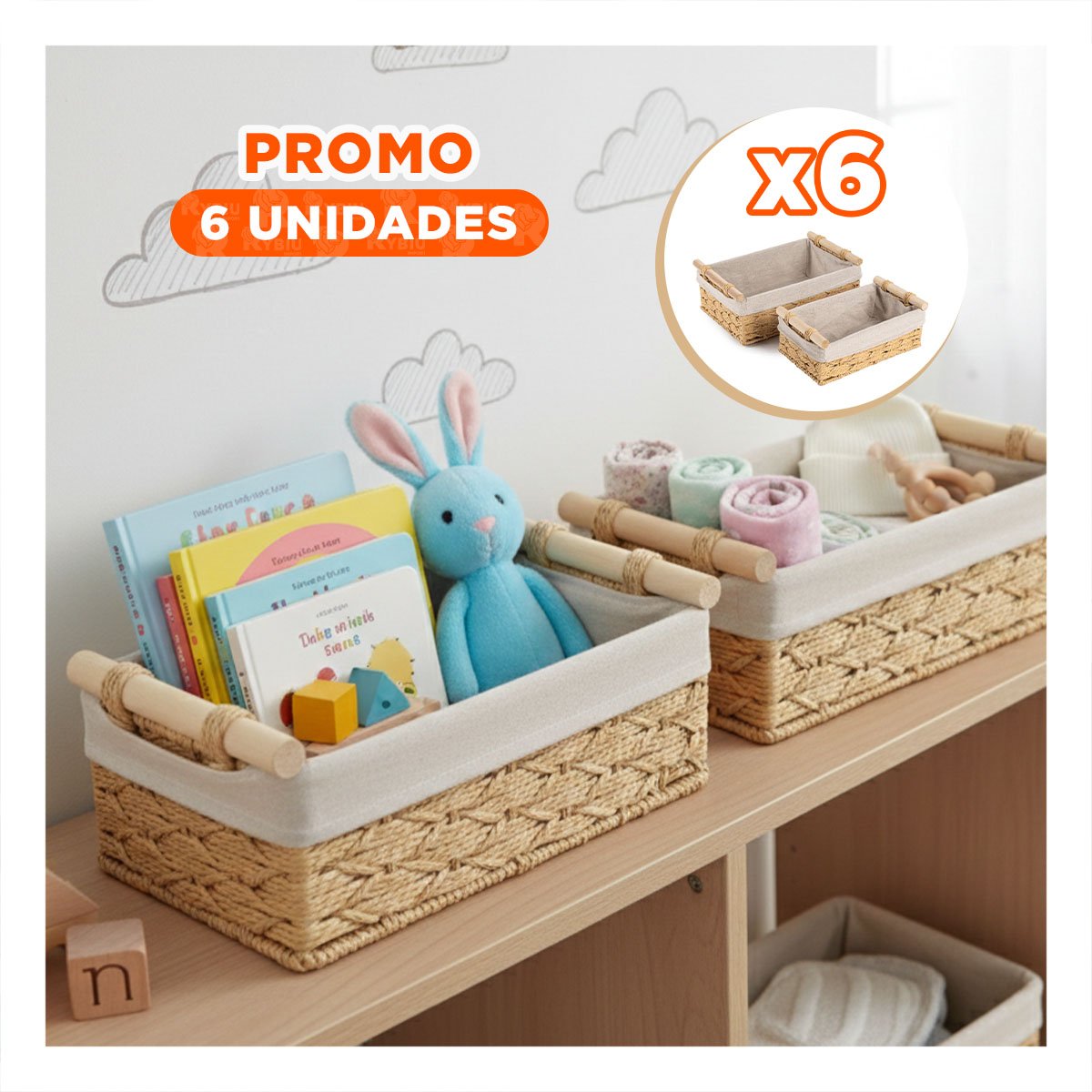 PACK6 CAJA DECORATIVA PARA REPISAS MOSTAZA 24.5X14.5CM Y+REGALO STICKER - 1