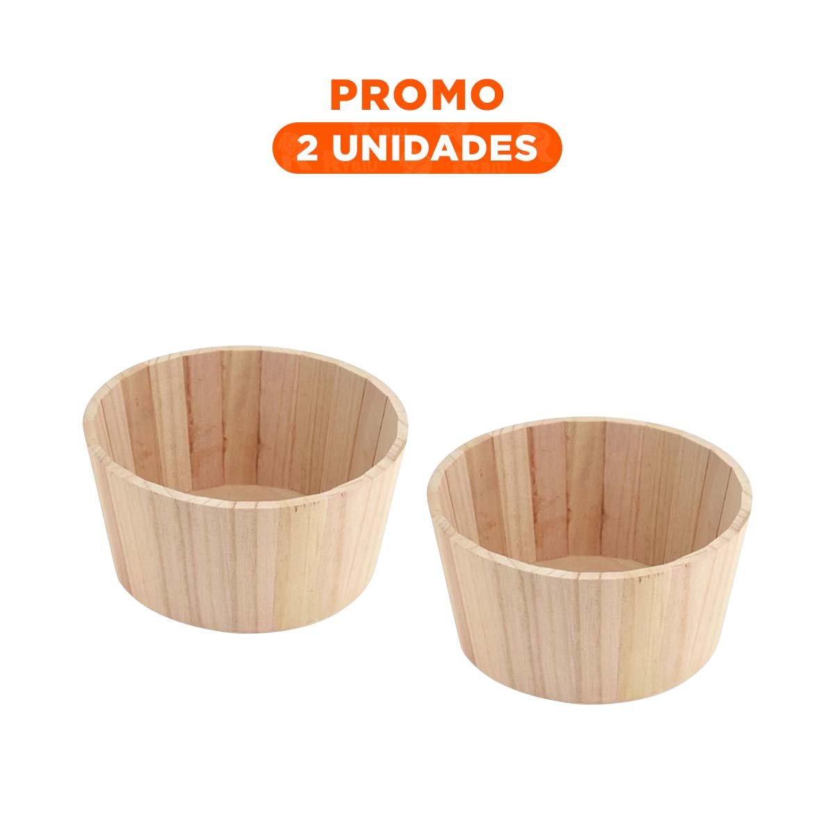 PACK2 CONTENEDOR DE MADERA CIRCULAR 24X11CM DE GRAN DURABILIDAD PARA ALMACENAJE - 1