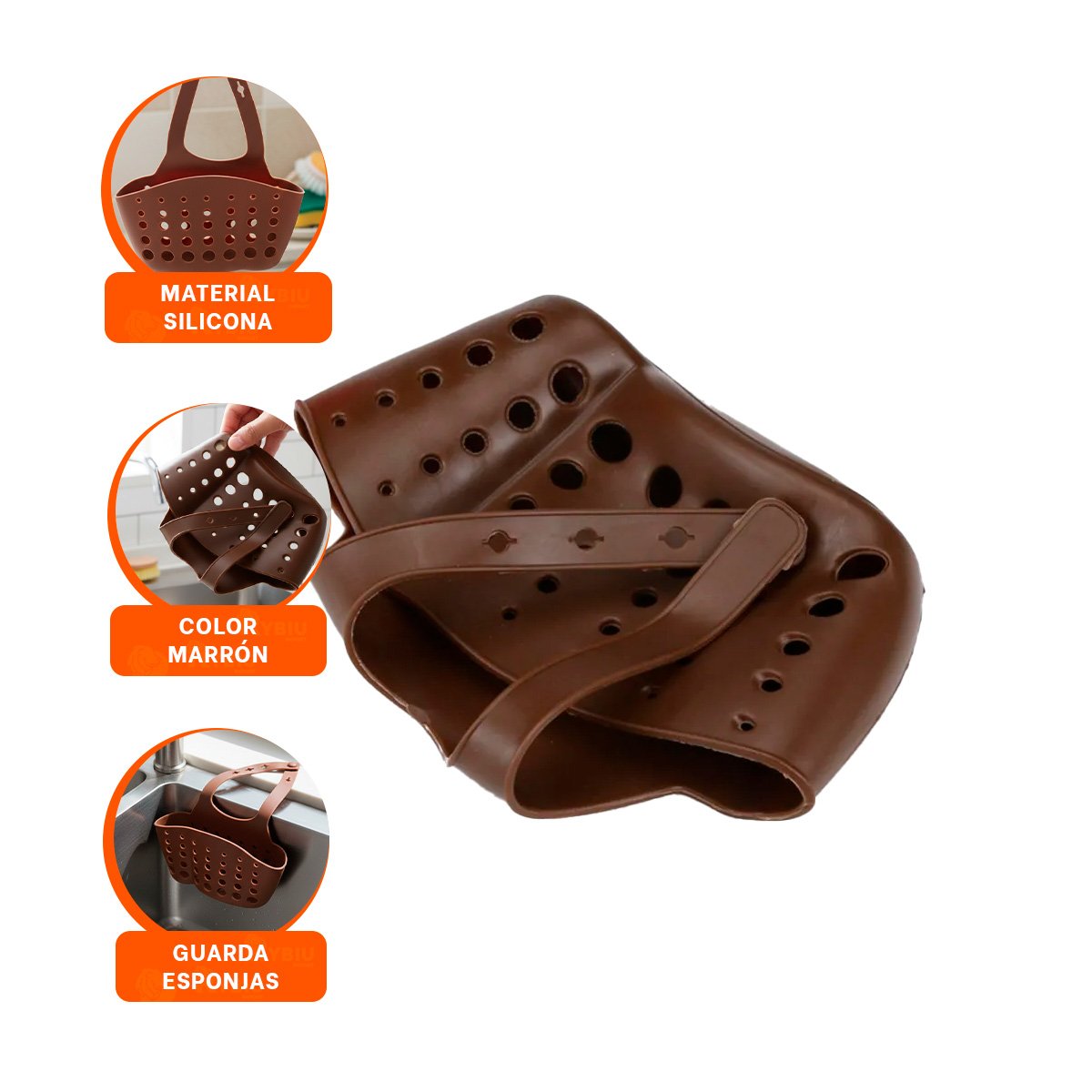 PORTAOBJETOS COLGANTE MARRON PARA ORGANIZAR PRODUCTOS DE BANO 19X15CM - 3