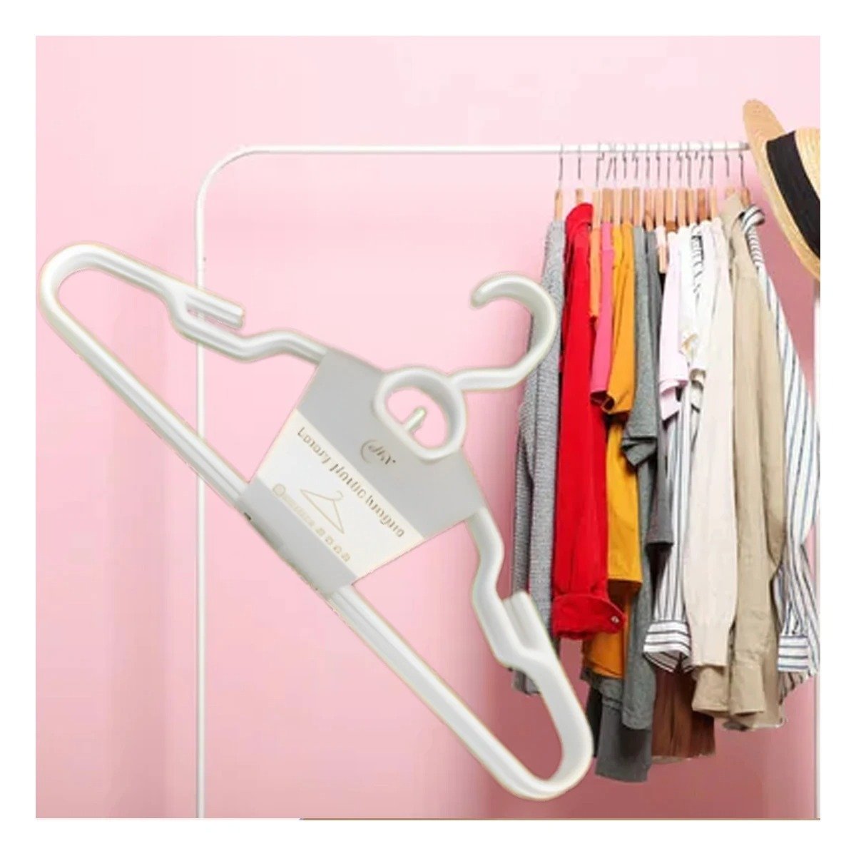 PACK2 COLGADOR PLASTICO BLANCO CON ORIFICIO CIRCULAR CENTRAL DE 4 PIEZAS - 3