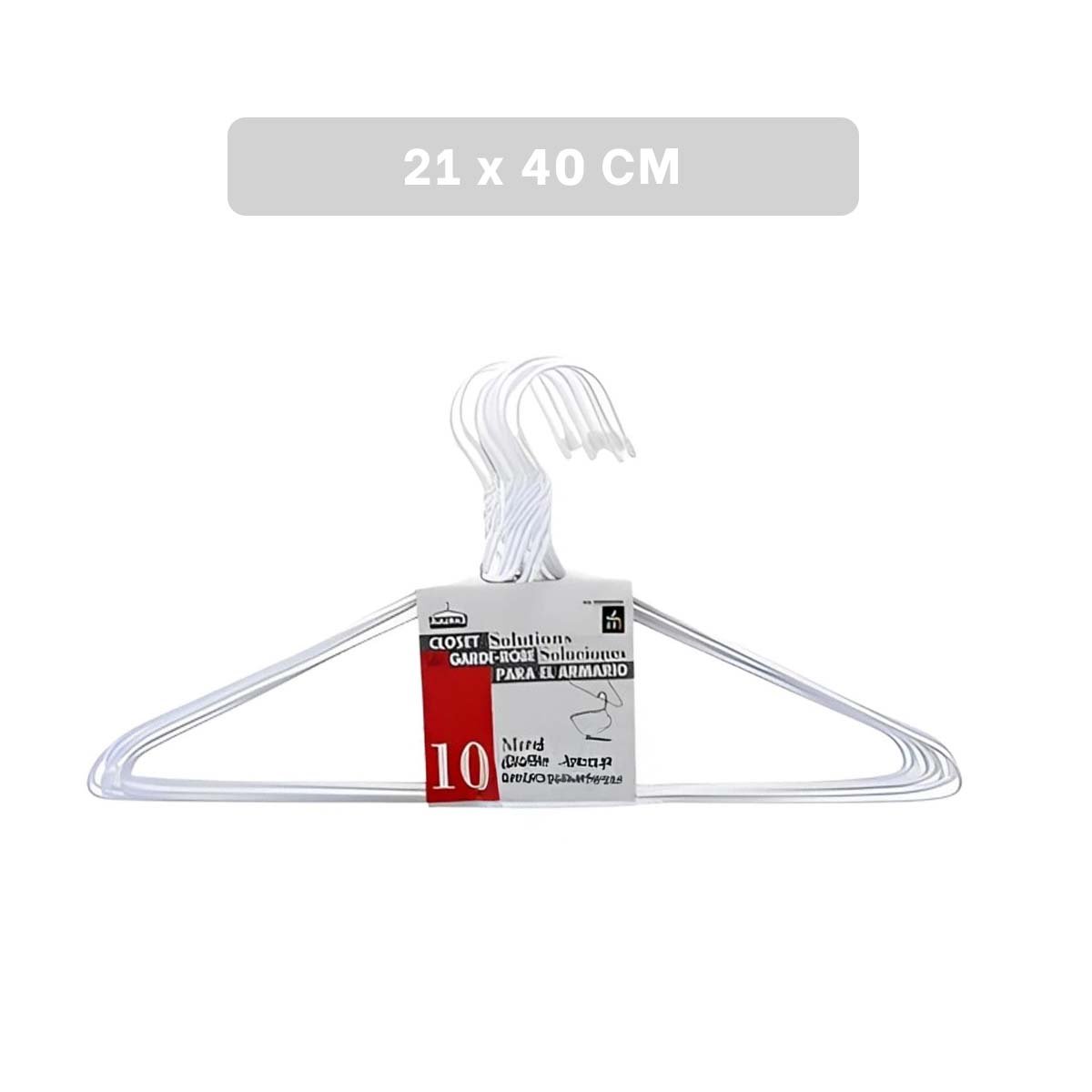 GANCHO BLANCO DE ALAMBRE PACK 10 PIEZAS 21X40CM PARA GUARDAR PRENDAS Y+PAPEL REGALO - 4