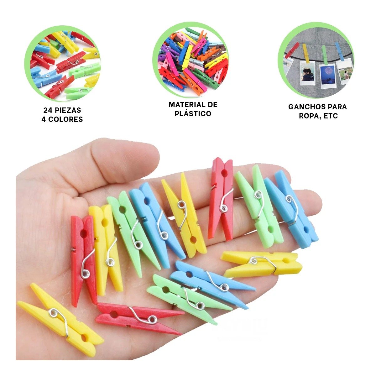 GANCHOS DE ROPA PLASTICOS MULTICOLOR CON 24 PIEZAS PARA PRENDAS DELICADAS - 3