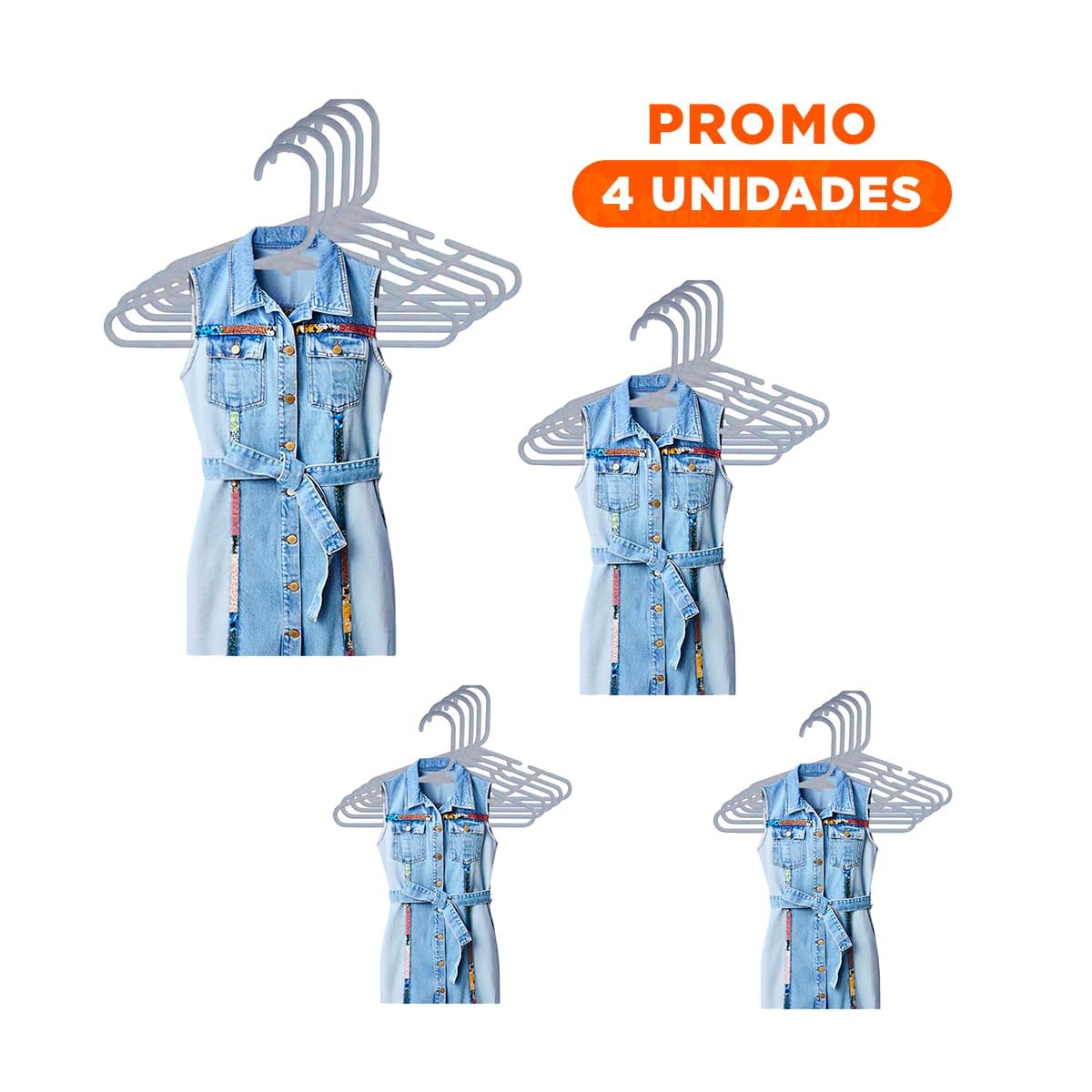 PACK4 ESTRUCTURA PARA COLGAR ROPA EN CLOSET 5 PIEZAS 15X29CM PLOMO Y+REGALO STICKER - 1