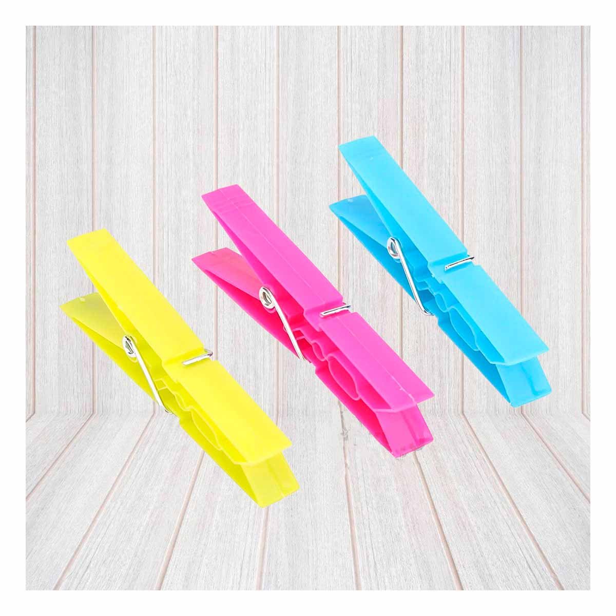 PACK4 GANCHOS PLASTICO MULTICOLOR 24 PIEZAS PARA LAVANDERIA ORGANIZADA Y+PAPEL REGALO - 2