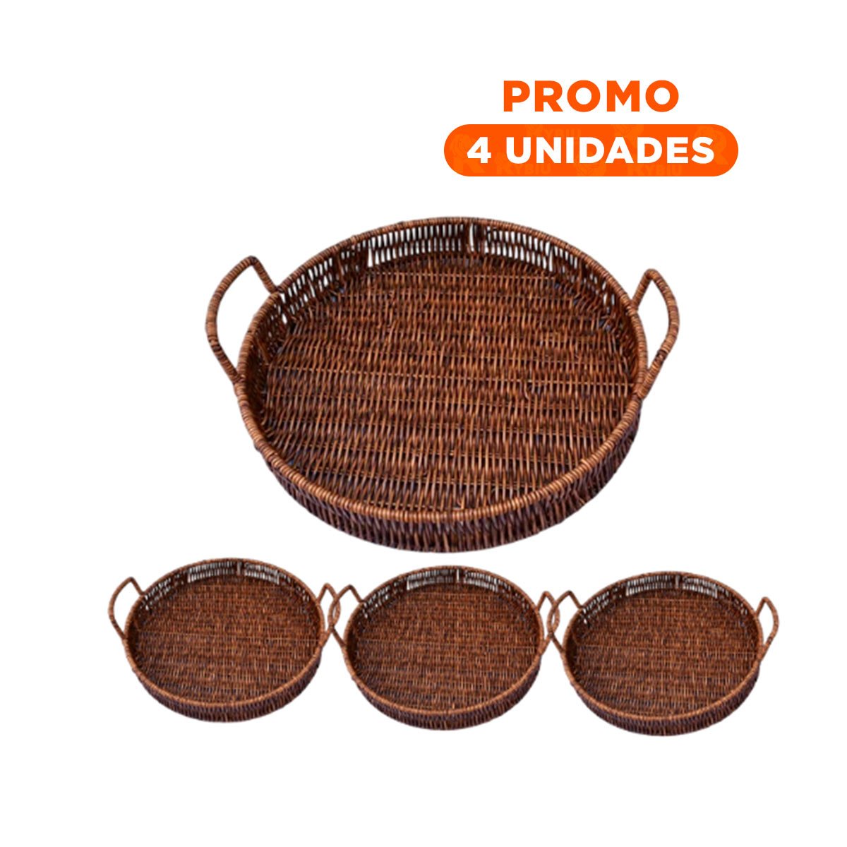 PACK4 CONTENEDOR TEJIDA CIRCULAR CON ASAS PARA ORGANIZAR ROPA MARRON Y+REGALO STICKER - 1