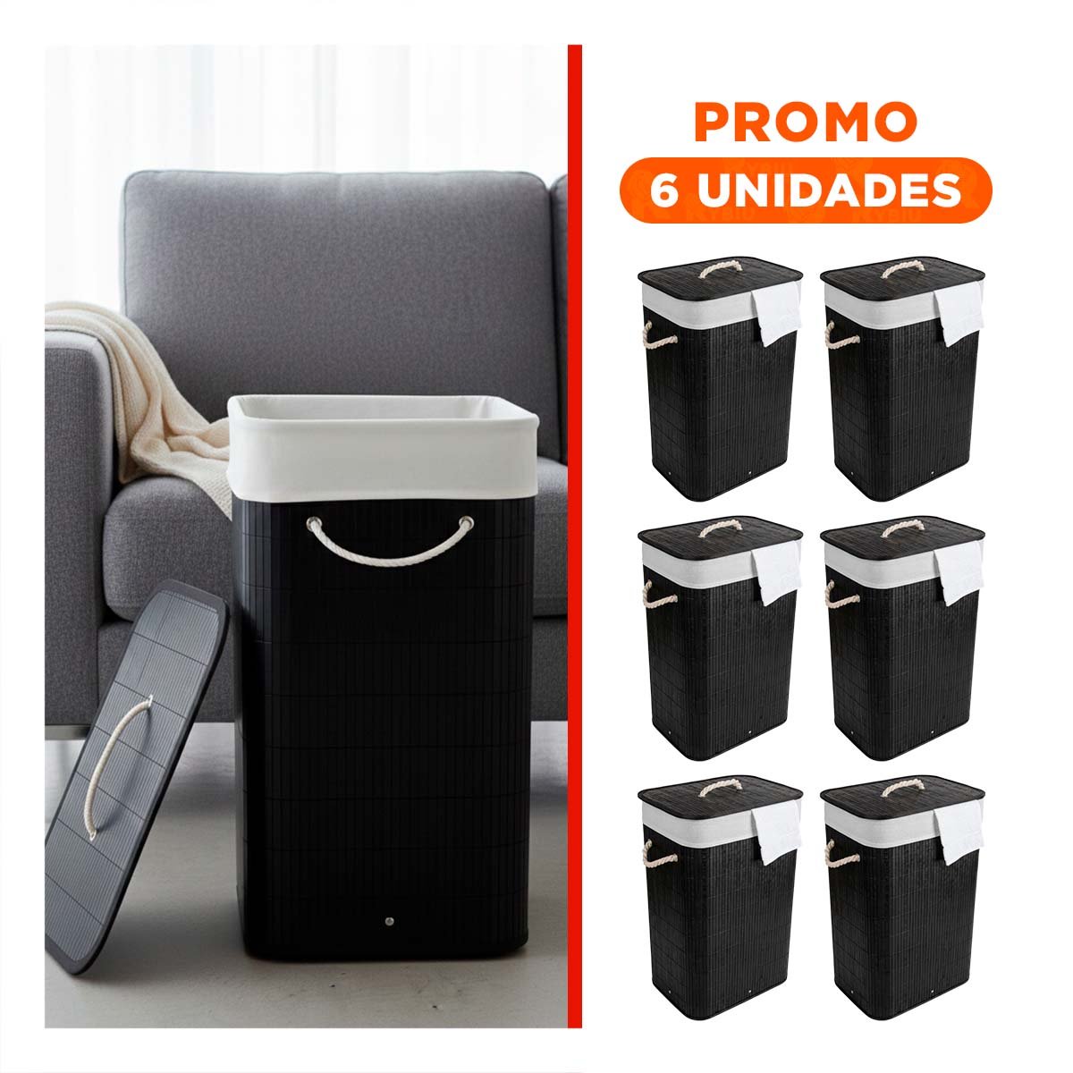 PACK6 OPCION PLEGABLE RECTANGULAR CON TAPA PARA GUARDADO FUNCIONAL - 1