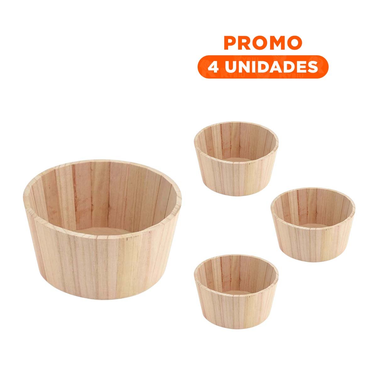 PACK4 TIESTO DE MADERA CIRCULAR 24X11CM PARA RINCONES DE JARDIN Y+REGALO STICKER - 1