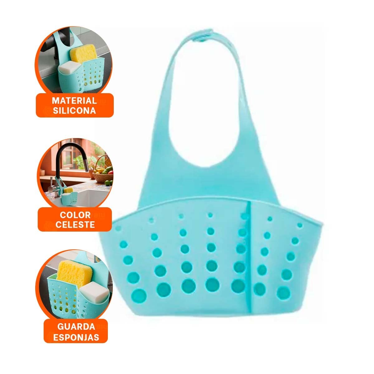 PORTAOBJETOS COLGANTE CELESTE PARA ORGANIZAR PRODUCTOS DE BANO 19X15CM - 3