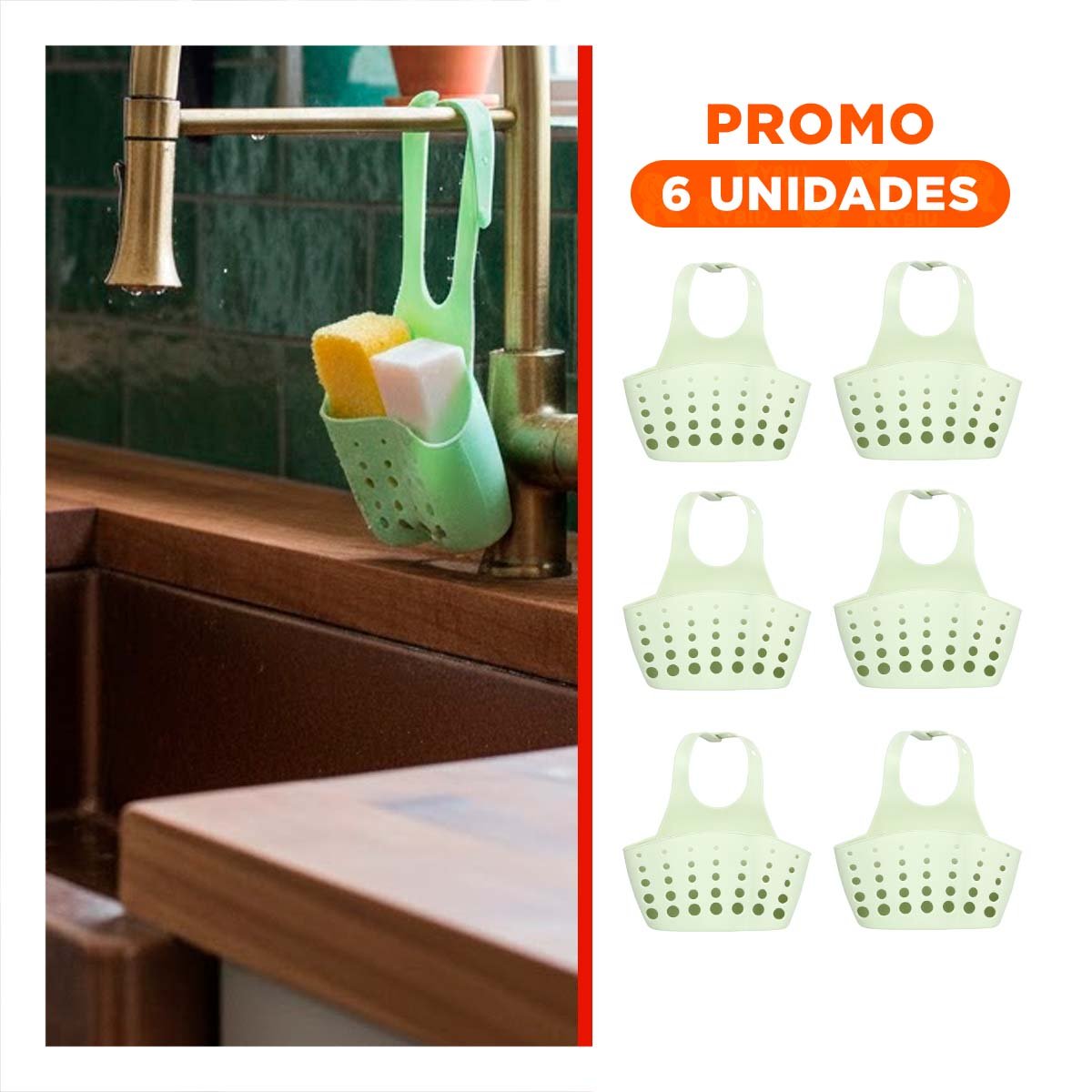 PACK6 RECEPTACULO COLGANTE VERDE COMPACTO Y PRACTICO 19X15CM - 1
