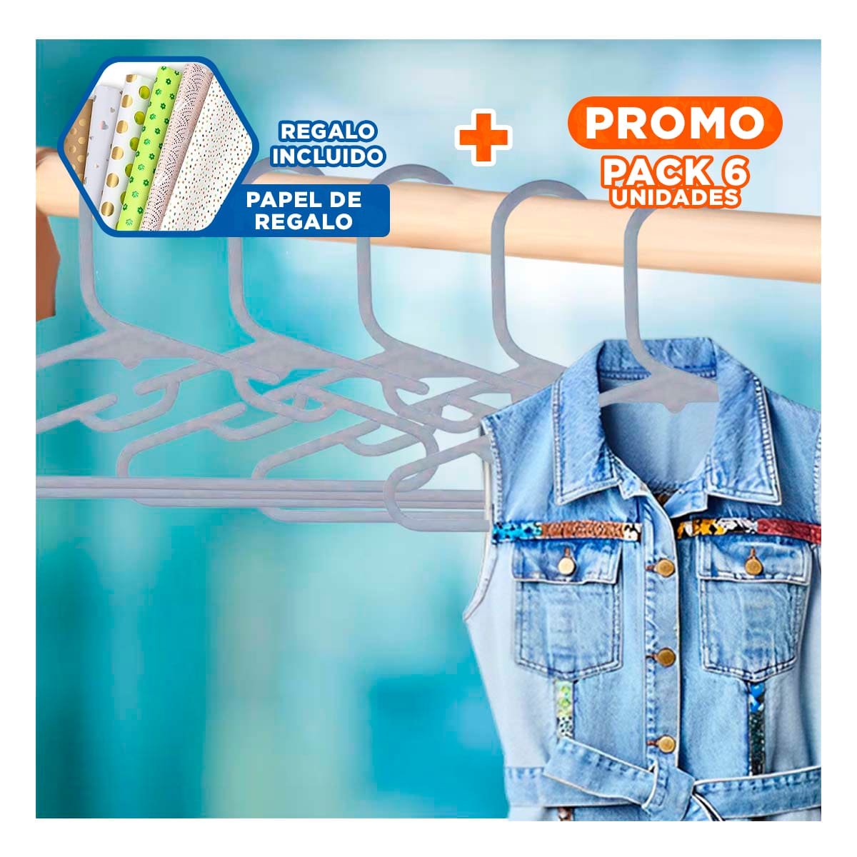 PACK6 ESTRUCTURA PARA ORGANIZAR LA ROPA LIGERA DEL HOGAR 5 PIEZAS 15X29CM PLOMO Y+PAPEL REGALO - 1