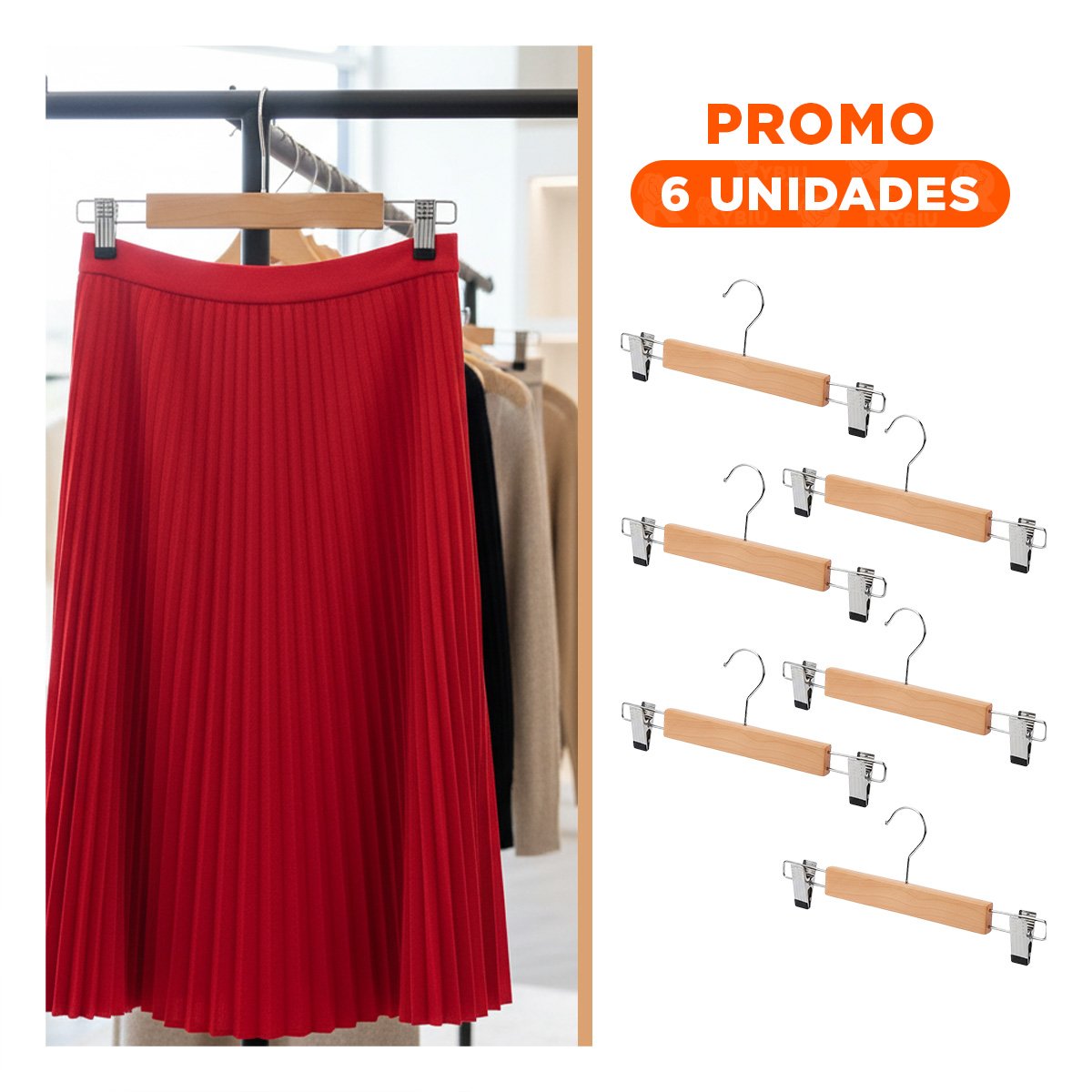 PACK6 ESTRUCTURA PARA OPTIMIZAR CLOSET INFANTIL 2 GANCHOS DE METAL 33CM MOSTAZA - 1