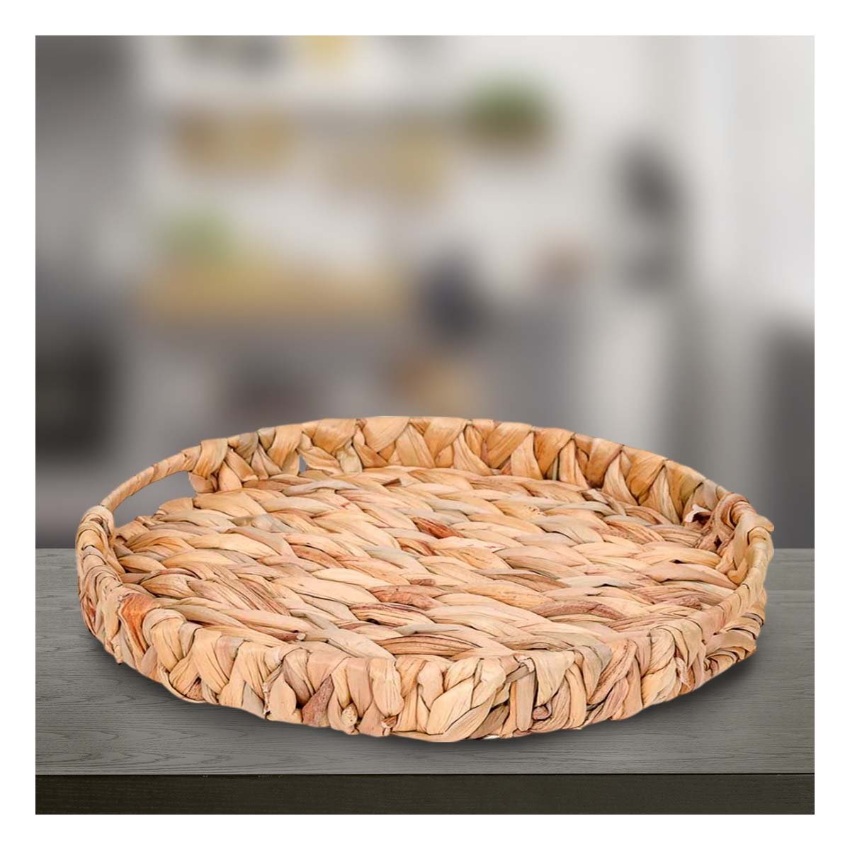 PACK2 BOLSA VERSATIL TEJIDA CIRCULAR CON ASAS GRASS 36X5CM MOSTAZA PARA DECORACION HOGAR - 2