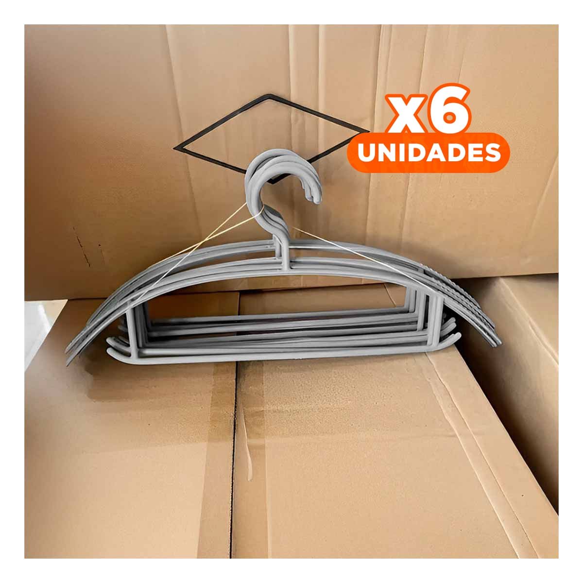 PACK6 SOPORTE COMPACTO DE PLASTICO PLOMO MEDIA LUNA DE 4 PIEZAS PARA ROPA Y+REGALO STICKER - 1