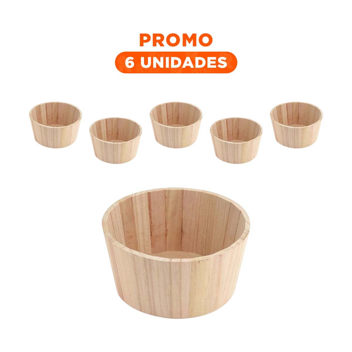 PACK6 TIESTO DE MADERA CIRCULAR 20X10CM DE MATERIAL DE PRIMERA PARA EL HUERTO - 1