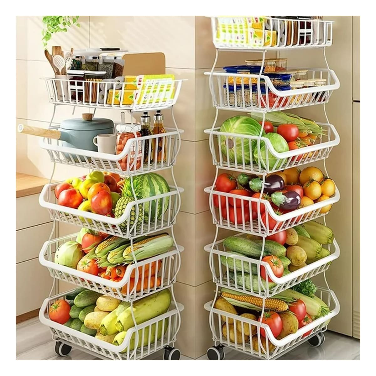 CONTENEDOR ALMACENAJE 5 NIVELES PARA COCINA ACERO BLANCO DE CALIDAD DURADERA Y+POST IT - 3
