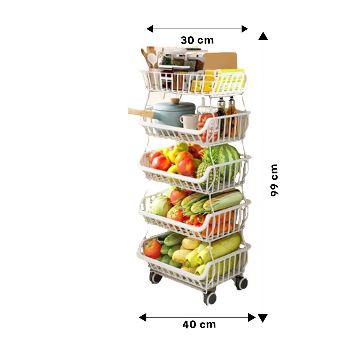 CONTENEDOR ALMACENAJE 5 NIVELES PARA COCINA ACERO BLANCO DE CALIDAD DURADERA Y+POST IT - 4