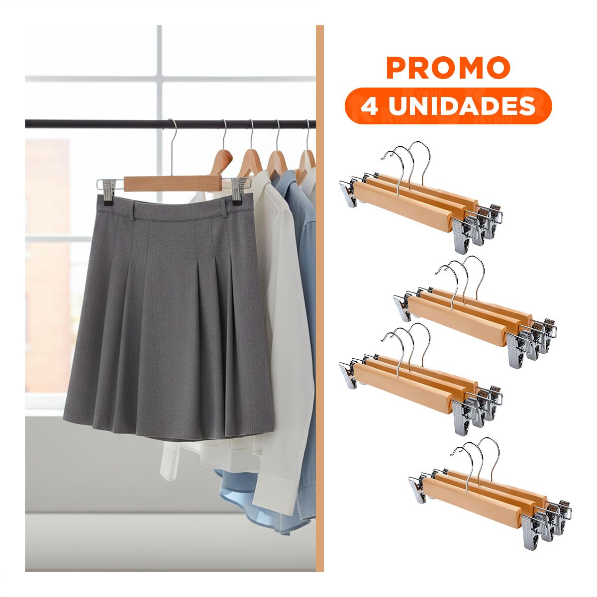 PACK4 ESTRUCTURA PARA COLGAR VESTIDOS INFANTILES 2 GANCHOS METAL 33CM MOSTAZA Y+REGALO STICKER - 1
