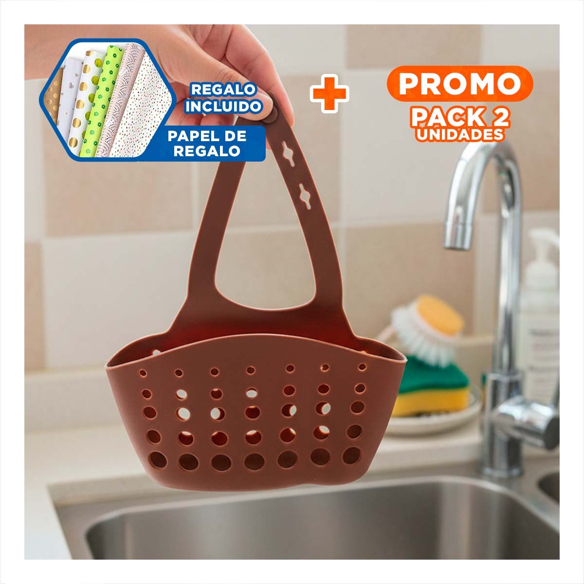 PACK2 BANDEJA COLGANTE MARRON LIGERA Y FACIL DE COLGAR 19X15CM Y+PAPEL REGALO - 1