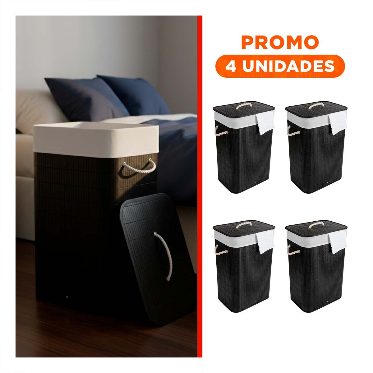 PACK4 ALTERNATIVA PLEGABLE RECTANGULAR CON TAPA PARA ORGANIZACION DE HOGAR Y+REGALO STICKER - 1