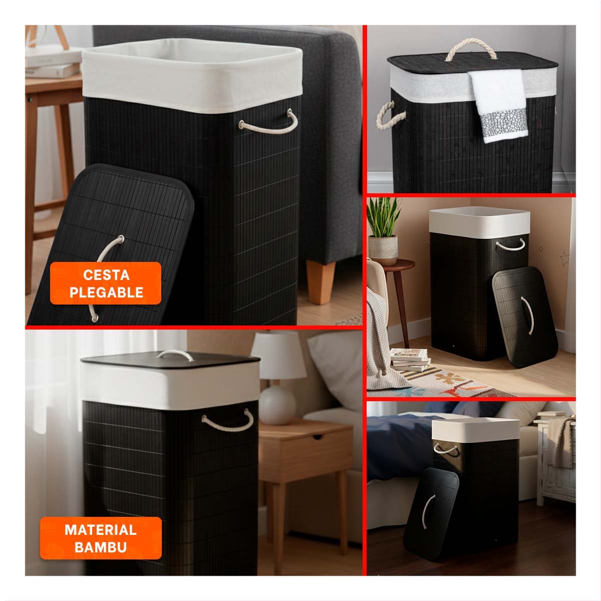 PACK4 ALTERNATIVA PLEGABLE RECTANGULAR CON TAPA PARA ORGANIZACION DE HOGAR Y+REGALO STICKER - 2