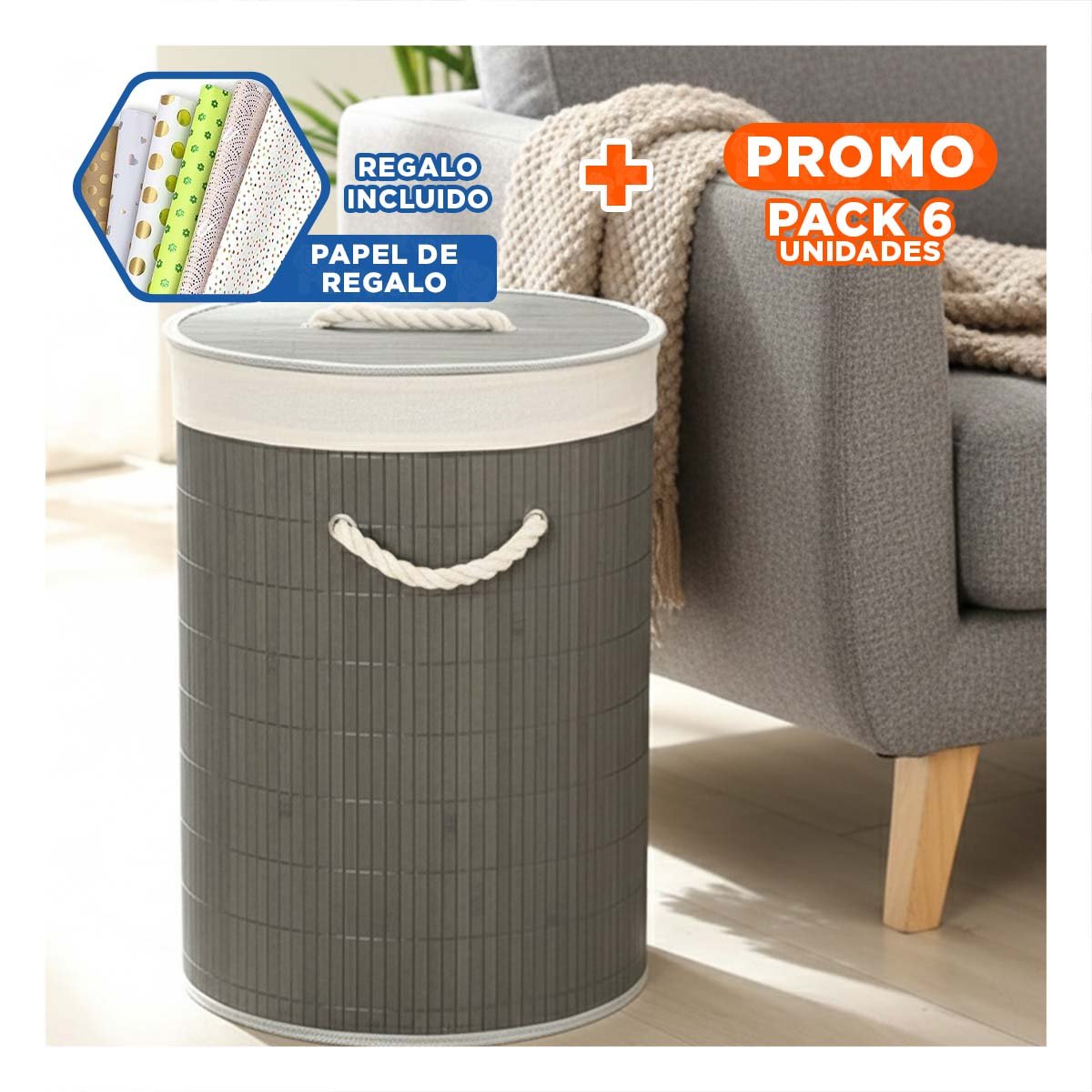 PACK6 OPCION PLEGABLE CIRCULAR CON TAPA PARA GUARDADO FUNCIONAL Y+PAPEL REGALO - 1