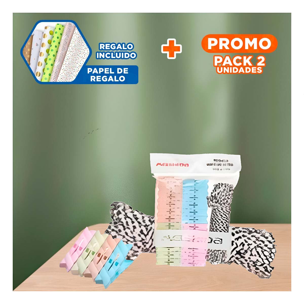 PACK2 SOPORTE ORGANIZADOR DE ROPA Y CUERDA MULTICOLOR PARA DORMITORIO Y+PAPEL REGALO - 1