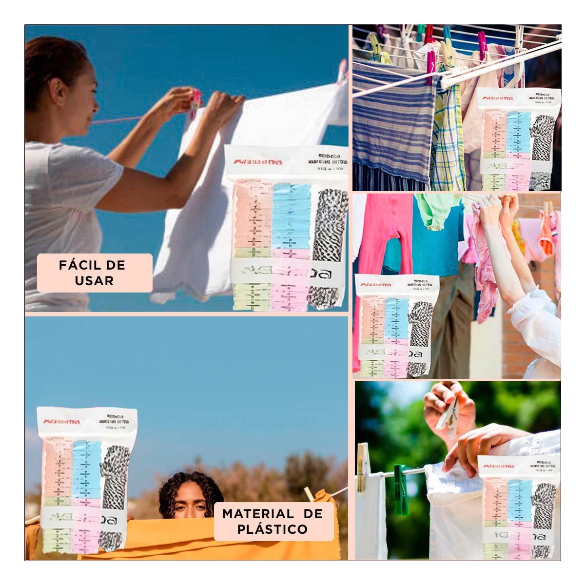 PACK2 SOPORTE ORGANIZADOR DE ROPA Y CUERDA MULTICOLOR PARA DORMITORIO Y+PAPEL REGALO - 3