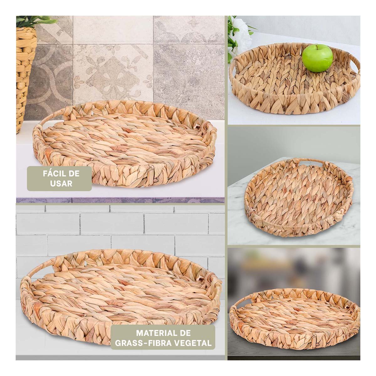 CAJA COMPACTA TEJIDA CIRCULAR CON ASAS GRASS 36X5CM MOSTAZA PARA USO DIARIO - 5