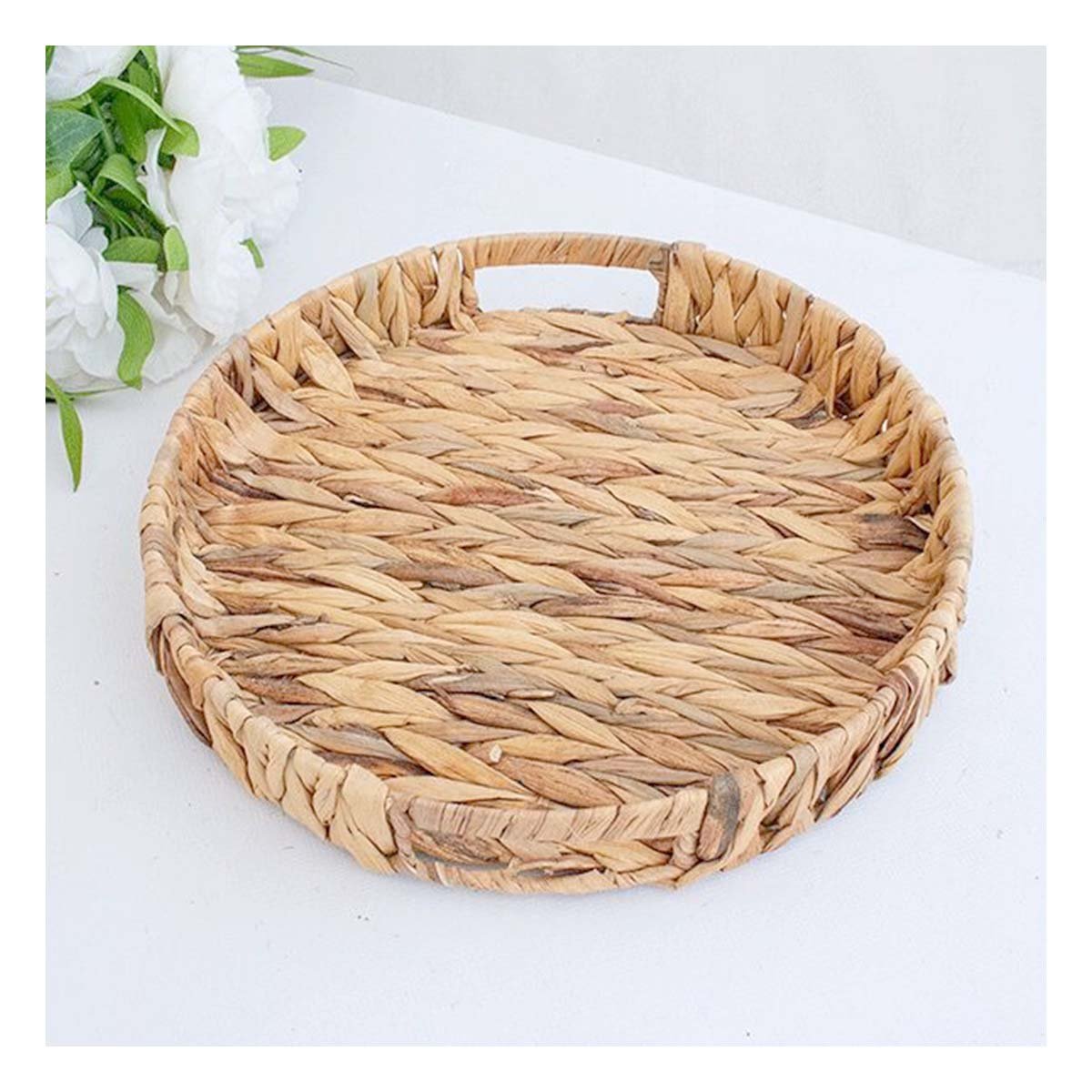 PACK6 CONTENEDOR REDONDO TEJIDO CON ASAS GRASS 30X4CM MOSTAZA PARA DECORACION HOGAR - 2
