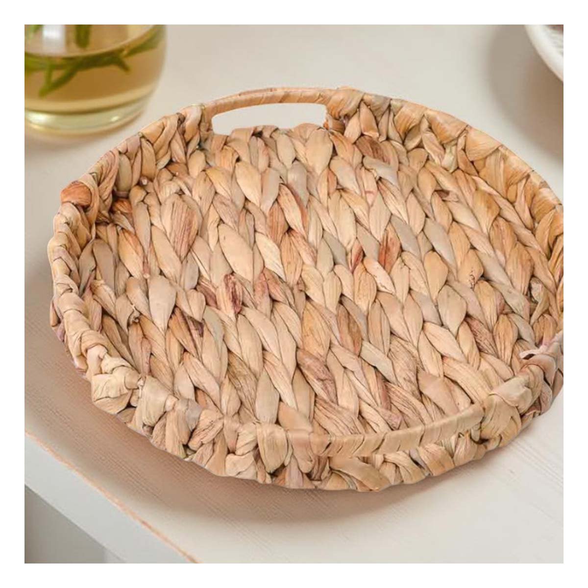 PACK6 CONTENEDOR REDONDO TEJIDO CON ASAS GRASS 30X4CM MOSTAZA PARA DECORACION HOGAR - 5