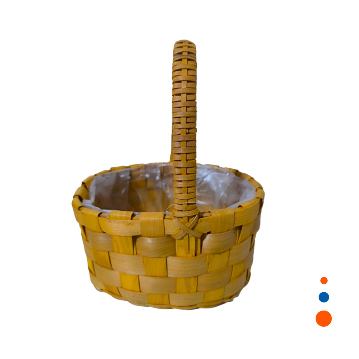 CESTA TEJIDA CIRCULAR CON ASA PARA DECORACION NATURAL EN AMBIENTES DEL HOGAR Y+REGALO STICKER - 3