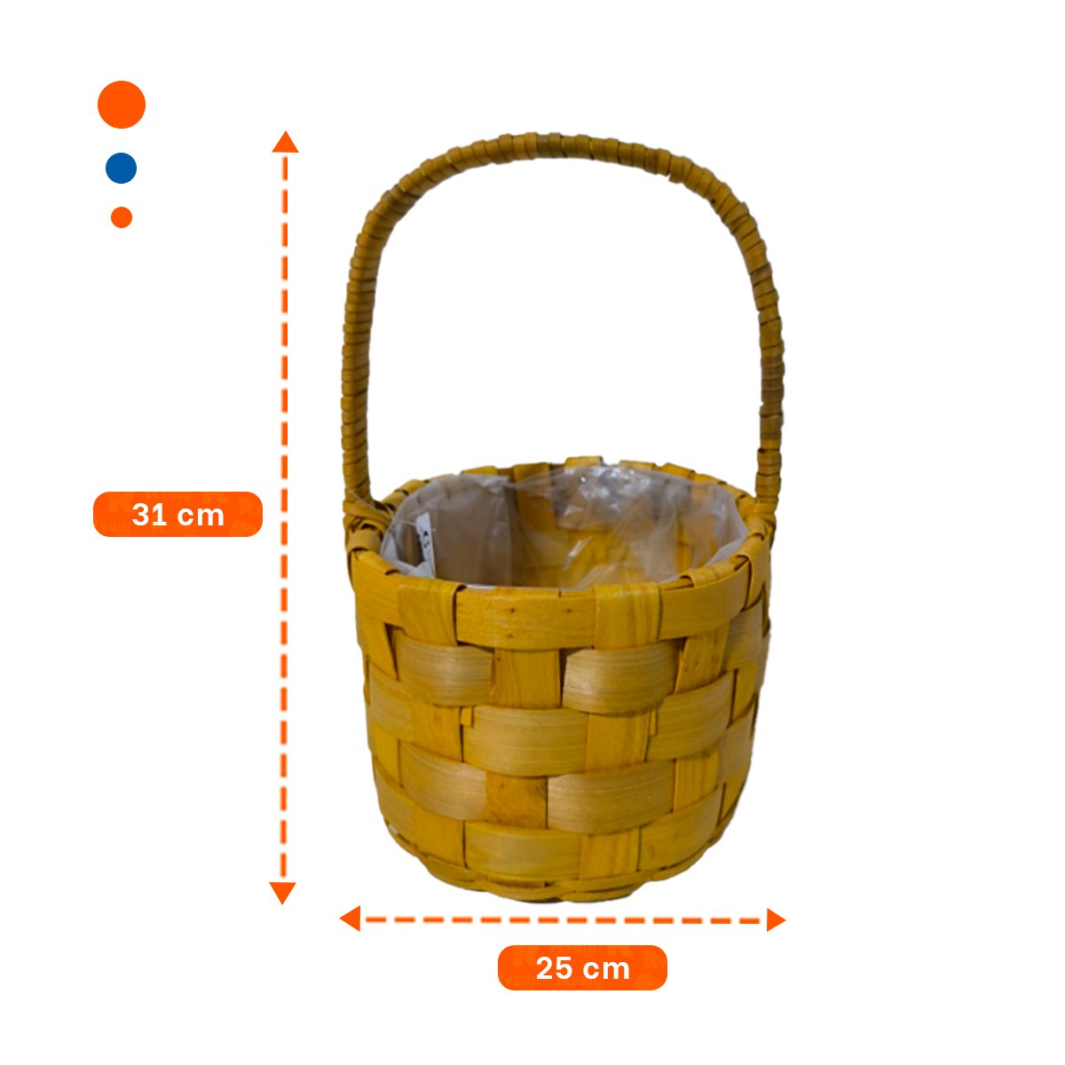 CESTA TEJIDA CIRCULAR CON ASA PARA DECORACION NATURAL EN AMBIENTES DEL HOGAR Y+REGALO STICKER - 4