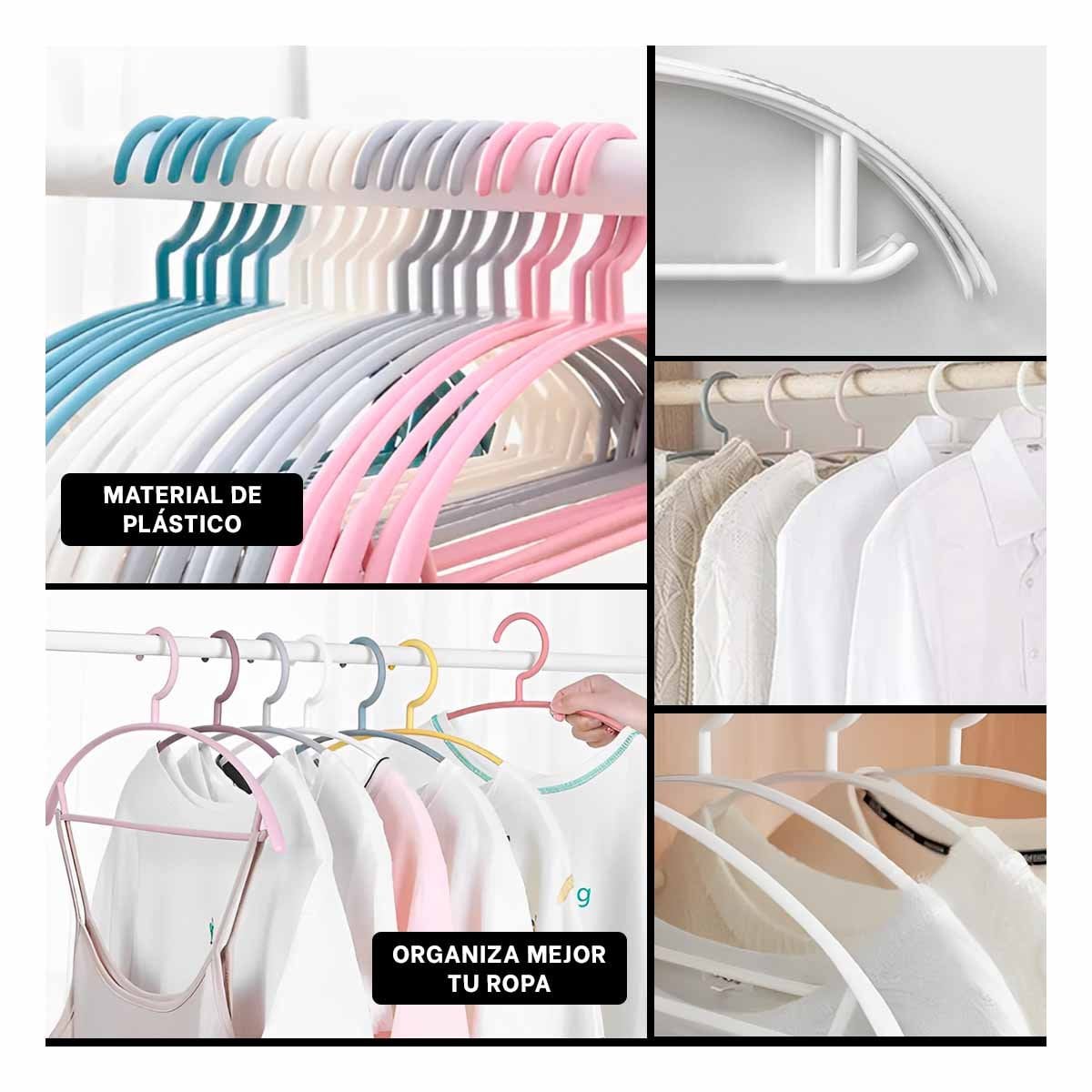 SUJETADOR CLASICO DE PLASTICO BLANCO MEDIA LUNA DE 4 PIEZAS PARA PRENDAS Y+POST IT - 5