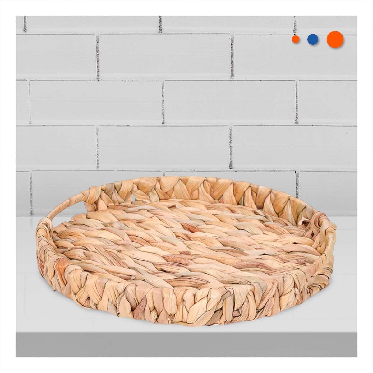 PACK2 CANASTA CIRCULAR GRASS 31X4CM MOSTAZA PARA SALA Y DECORACIÓN DE HOGAR YPAPEL REGALO - 5