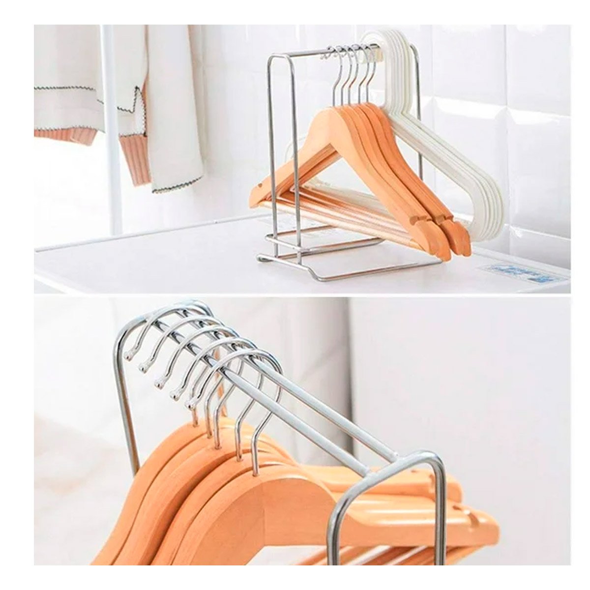 GANCHO PARA CLOSET DE MADERA COLOR MOSTAZA 3 PIEZAS HOGAR Y+REGALO STICKER - 5