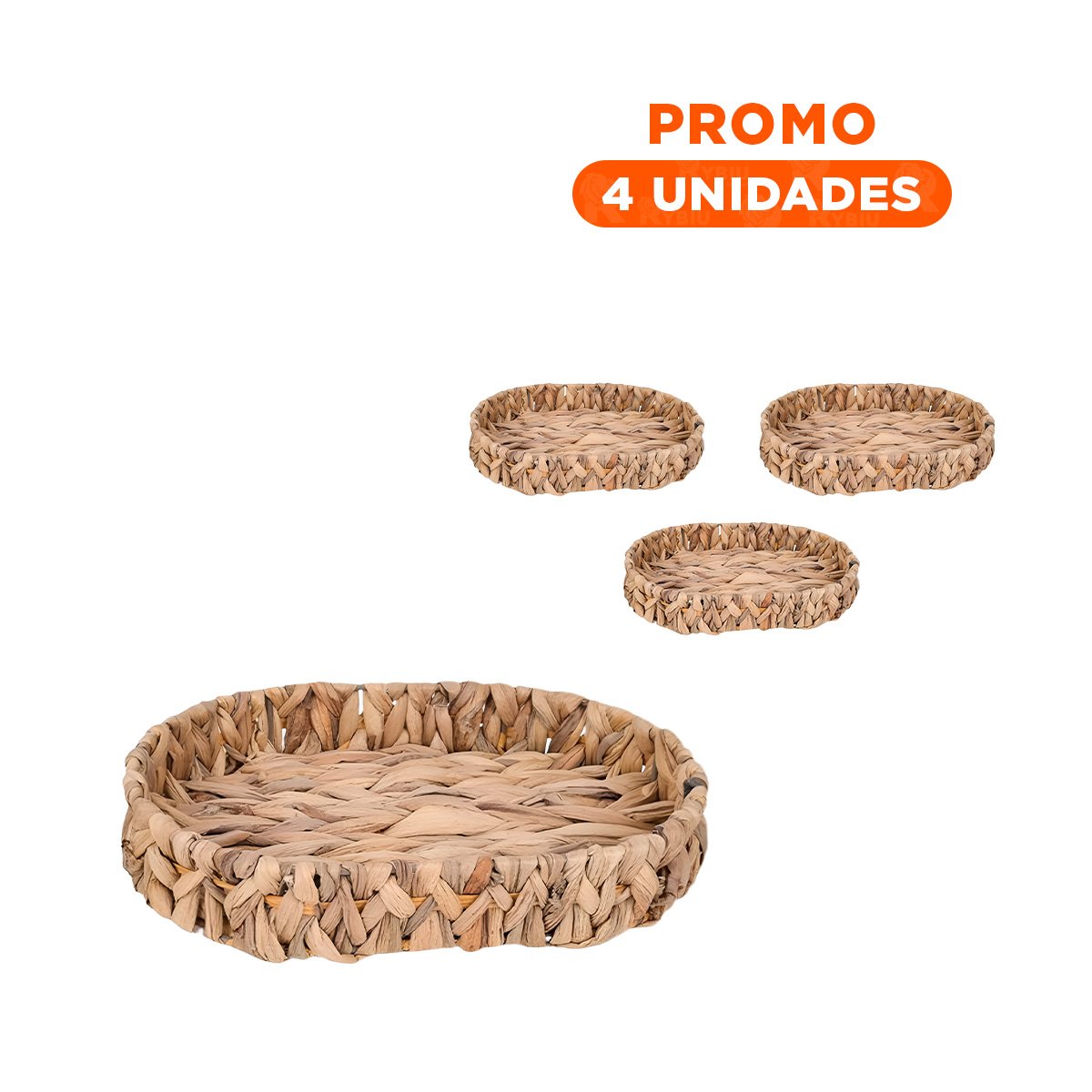 PACK4 ORGANIZADOR TEJIDO OVALADO GRASS 36X28X6CM MOSTAZA VERSATIL PARA ORDENAR YREGALO STICKER - 1