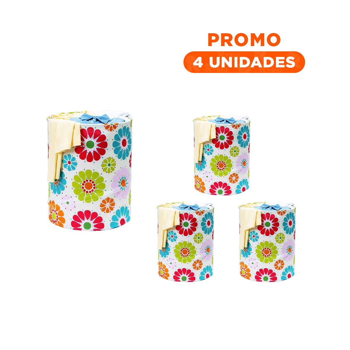 PACK4 IMPLEMENTO FLORES DE COLORES PARA ROPA QUE PROTEGE PRENDAS 50X42CM Y+REGALO STICKER - 1