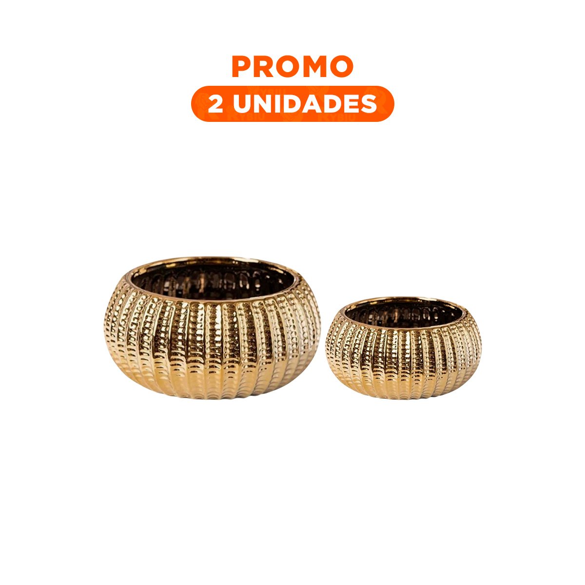 PACK2 BOL OVALADO CERAMICA GALVANIZADA 15X20X10.5CM DORADO - 1