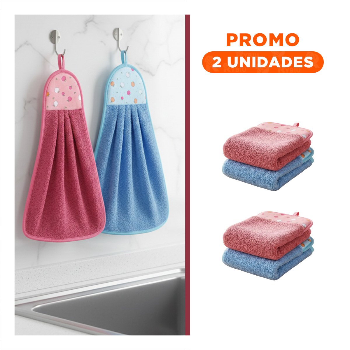 PACK2 JUEGO SUAVE 2 PIEZAS FUCSIA Y AZUL PANOS COLGADOR 28X38CM - 1