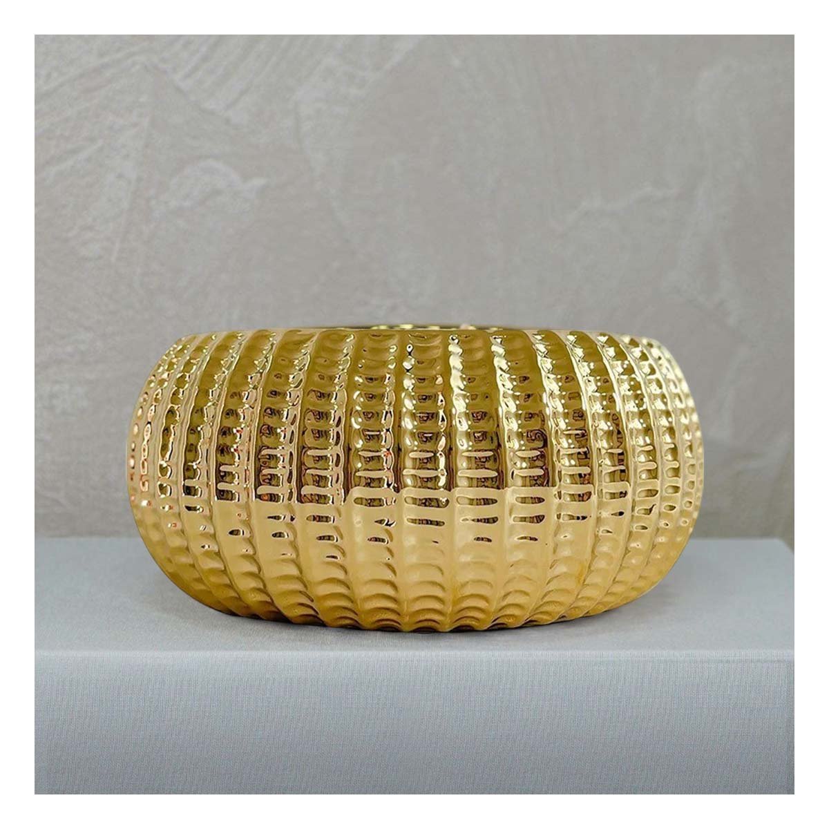 PACK6 RECIPIENTE MINIMALISTA CERAMICA GALVANIZADA 15X20X10.5CM DORADO - 2