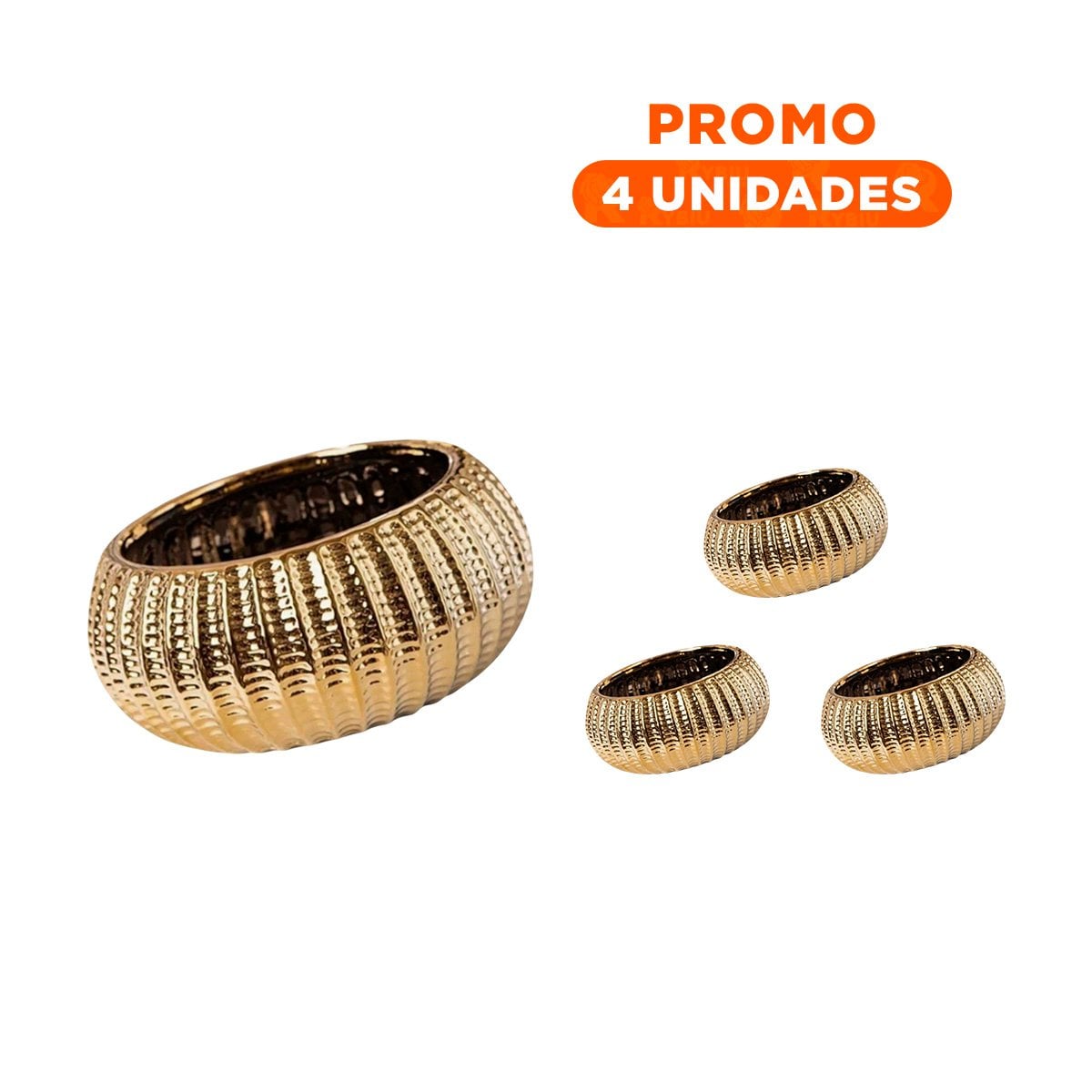 PACK4 ACABADO CUENCO CERAMICA DORADO ACANALADO PARA PLANTAS SALA Y+REGALO STICKER - 1