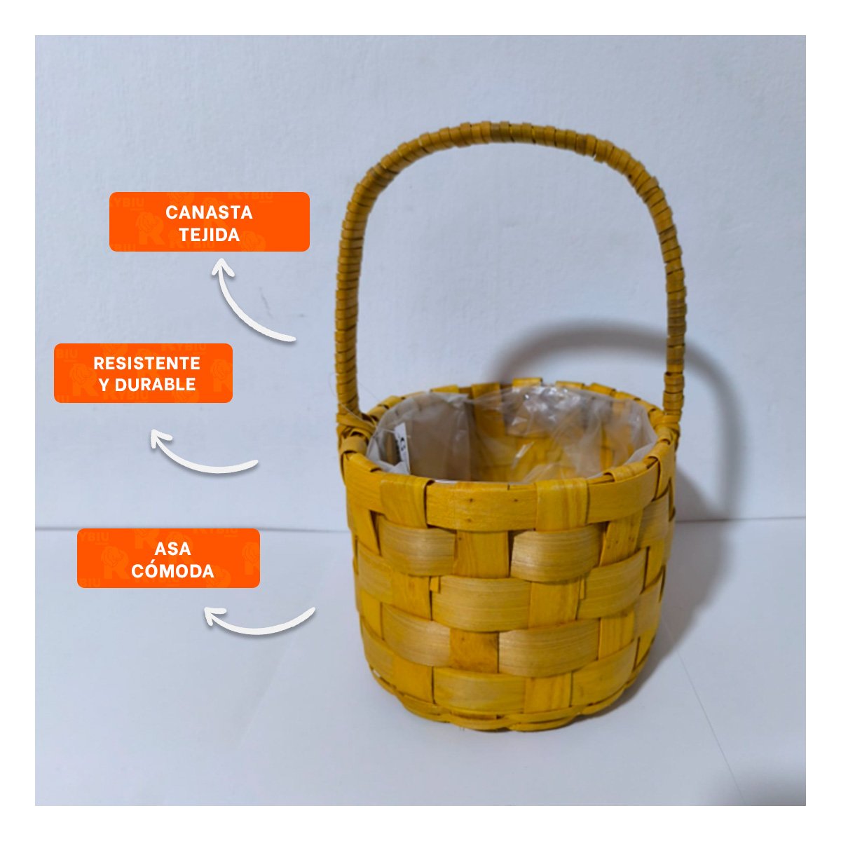 PACK2 CESTO CIRCULAR TEJIDO CON ASA PARA DECORAR Y MANTENER EL ORDEN DEL HOGAR - 5