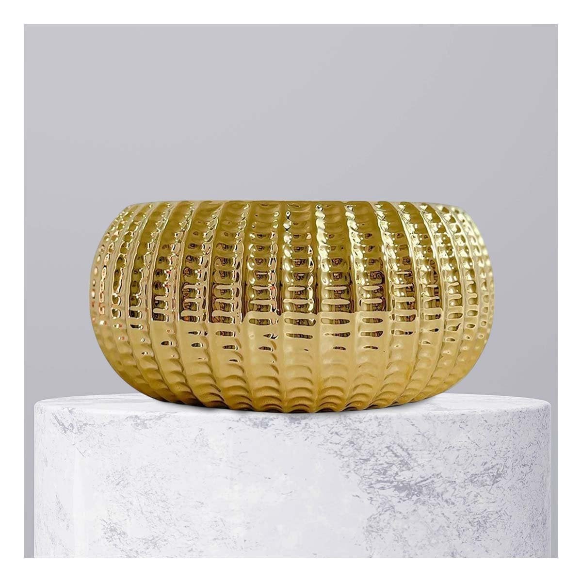 JARDINERA MINIMALISTA CERAMICA DORADO 17.5X22X11.5CM Y+REGALO STICKER - 2