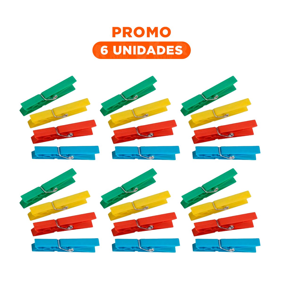 PACK6 BROCHES MULTICOLOR DE PLASTICO PARA ROPA CON 24 PIEZAS PARA HOGAR - 1