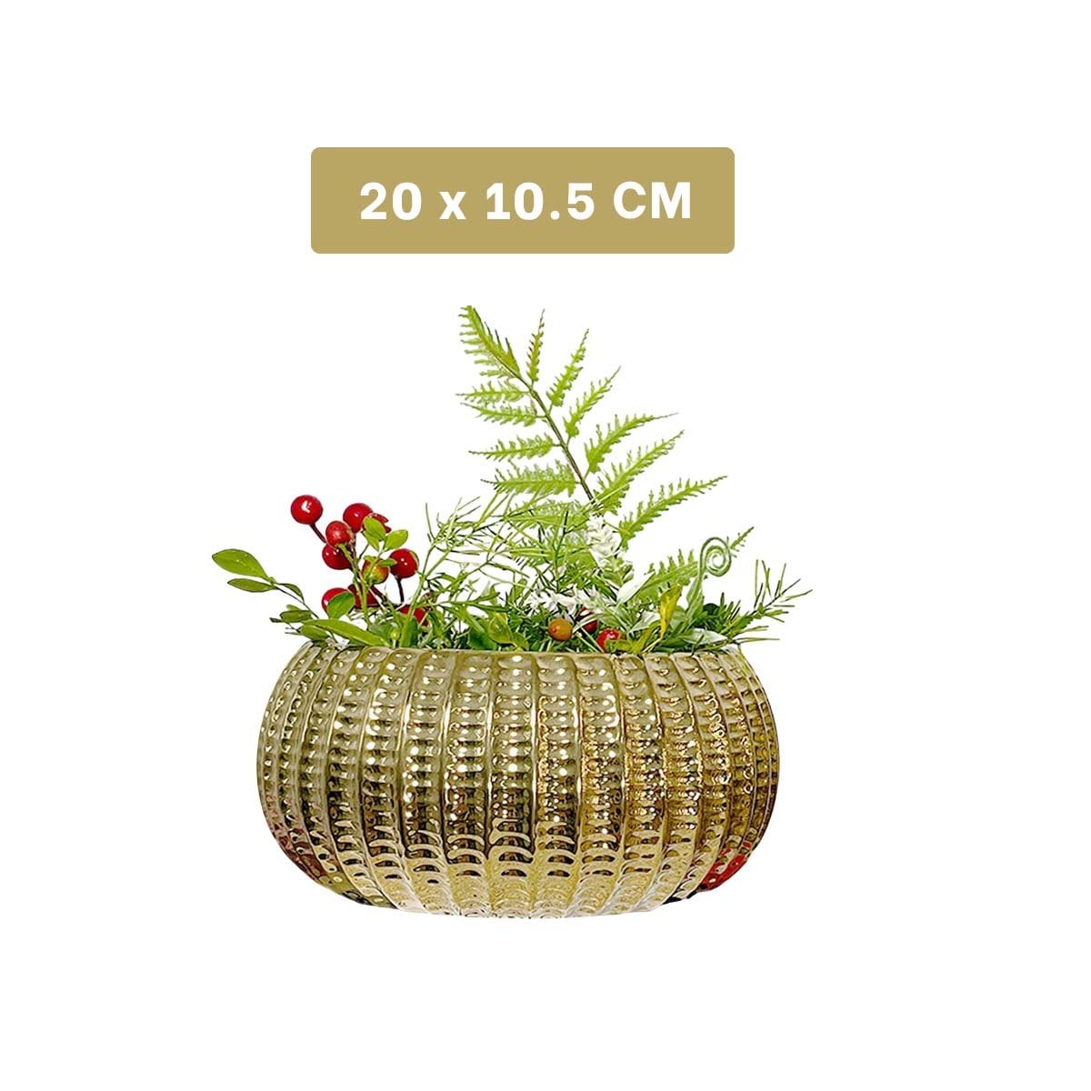 CUENCO REDONDO CERAMICA GALVANIZADA 15X20X10.5CM DORADO Y+LIGAS REGALO - 4