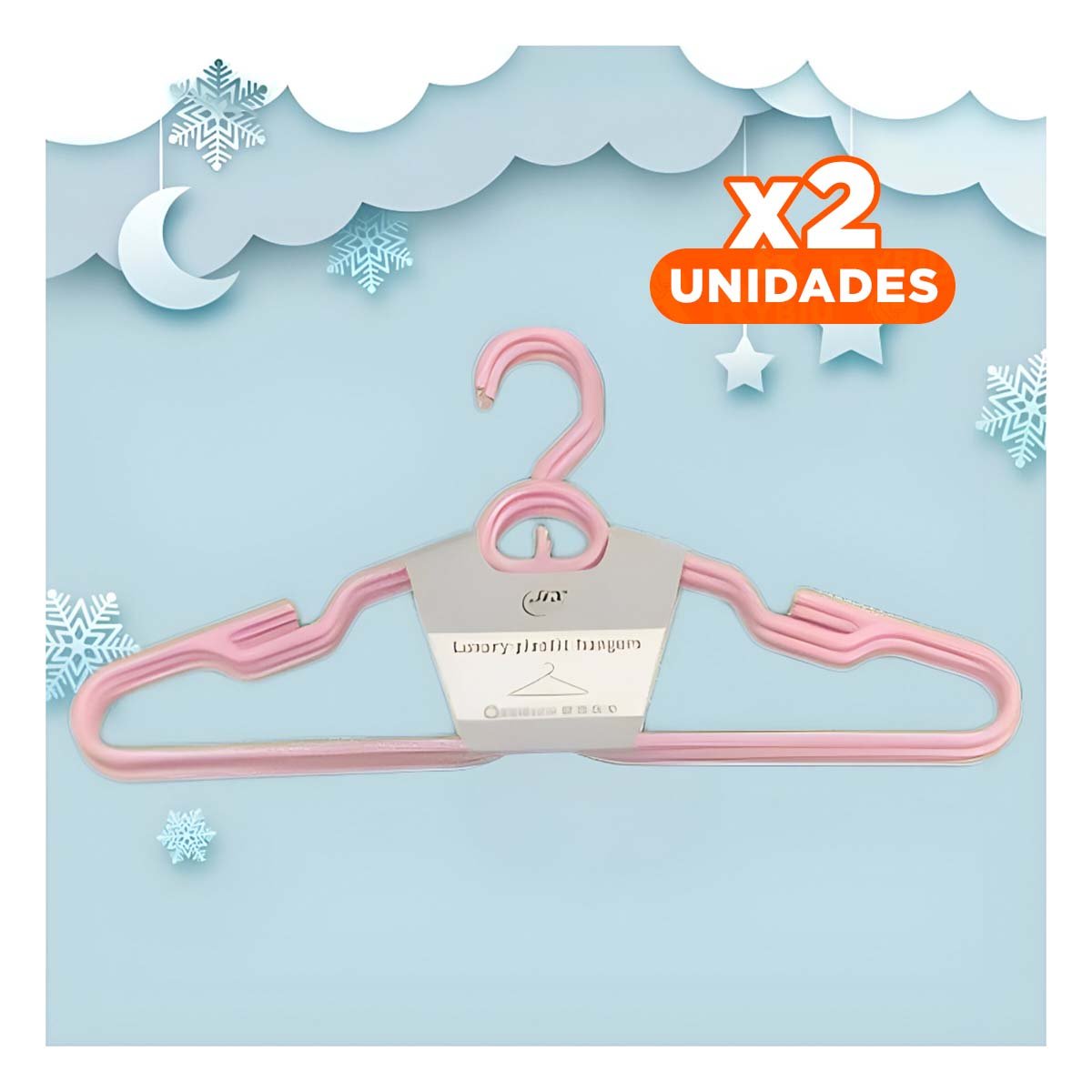 PACK2 PERCHA DIARIA DE PLASTICO ROSADO CIRCULO EN MEDIO DE 4 PIEZAS CLOSET Y+REGALO STICKER - 1