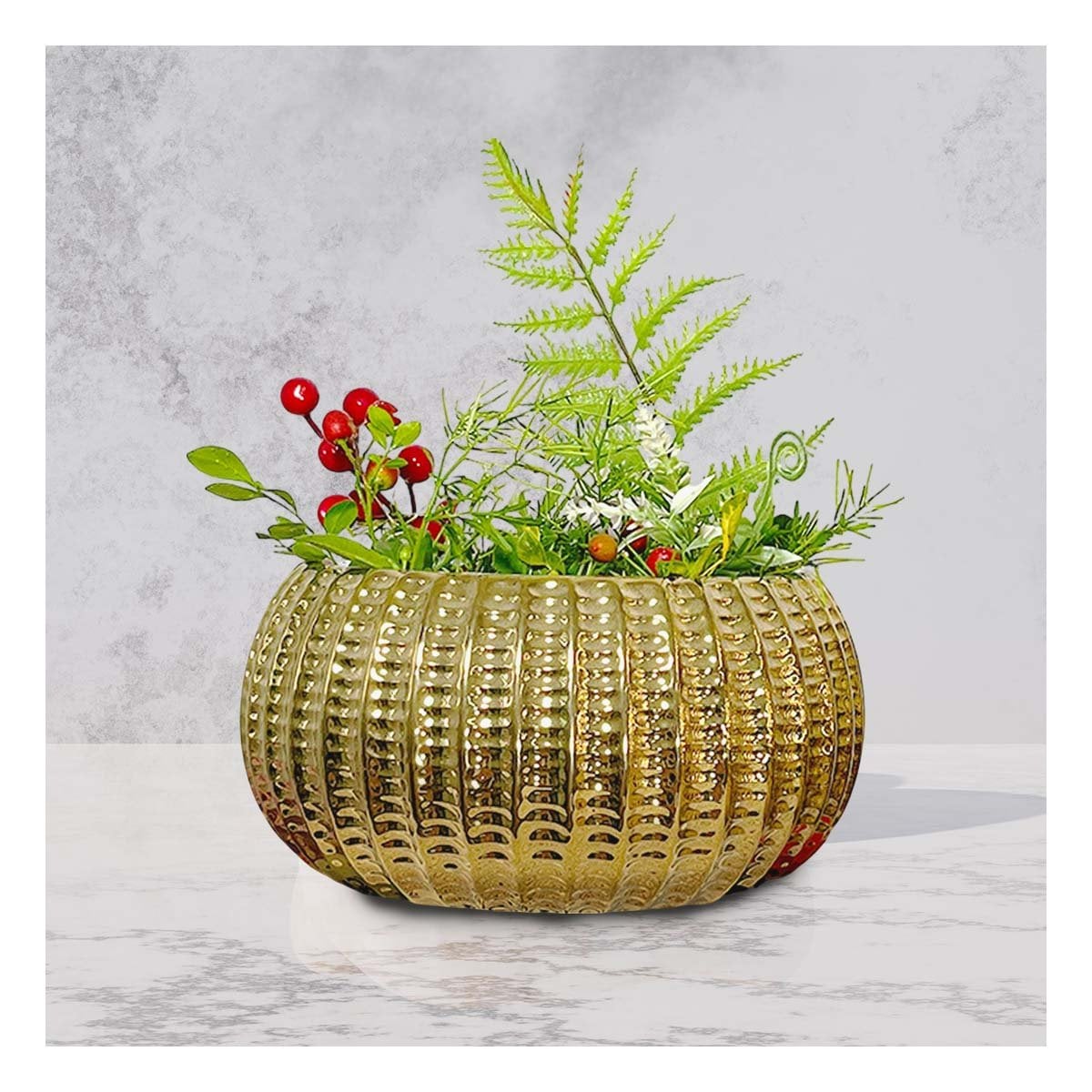 PLANTA REDONDA CERAMICA DORADO 17.5X22X11.5CM - 2